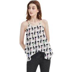 Lady Cat Pattern, Cute Cats Theme, Feline Design Flowy Camisole Tank Top by Casemiro