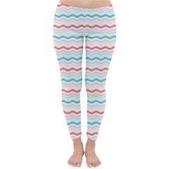 Aqua Coral Waves Classic Winter Leggings by CuteKingdom