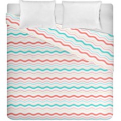 Aqua Coral Waves Duvet Cover Double Side (king Size) by CuteKingdom