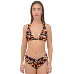 Multicolored Bubbles Print Pattern Double Strap Halter Bikini Set by dflcprintsclothing