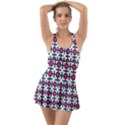 Geometric Ruffle Top Dress Swimsuit View1