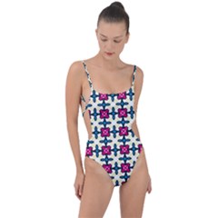 Geometric Tie Strap One Piece Swimsuit by SychEva