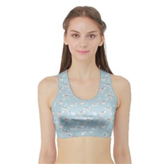 Birds And Flowers Sports Bra With Border by CuteKingdom