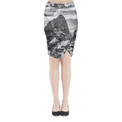 Fitz Roy And Poincenot Mountains, Patagonia Argentina Midi Wrap Pencil Skirt by dflcprintsclothing