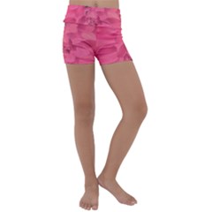 Beauty Pink Rose Detail Photo Kids  Lightweight Velour Yoga Shorts by dflcprintsclothing