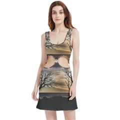 Coastal Sunset Scene At Montevideo City, Uruguay Velvet Cutout Dress by dflcprintsclothing