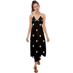 Black And White Baseball Motif Pattern Halter Tie Back Dress  by dflcprintsclothing