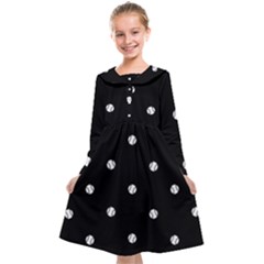 Black And White Baseball Motif Pattern Kids  Midi Sailor Dress by dflcprintsclothing