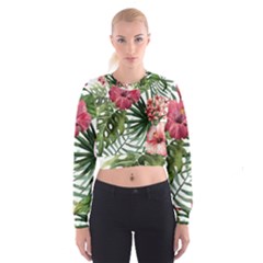 Monstera Flowers Cropped Sweatshirt by goljakoff