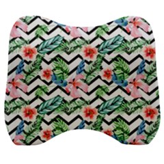 Zigzag Flowers Pattern Velour Head Support Cushion by goljakoff