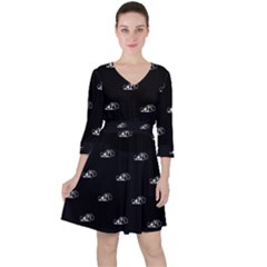 Formula One Black And White Graphic Pattern Ruffle Dress by dflcprintsclothing