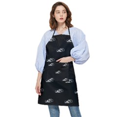 Formula One Black And White Graphic Pattern Pocket Apron by dflcprintsclothing