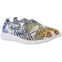 Blue and yellow tropical leaves Men s Slip On Sneakers View3