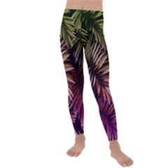 Purple Leaves Kids  Lightweight Velour Leggings by goljakoff