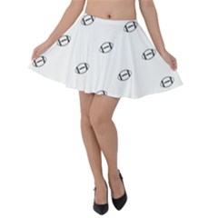 American Football Ball Motif Print Pattern Velvet Skater Skirt by dflcprintsclothing