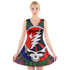 Grateful Dead - V-neck Sleeveless Dress by Sapixe