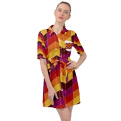 Geometric  Belted Shirt Dress by Sobalvarro