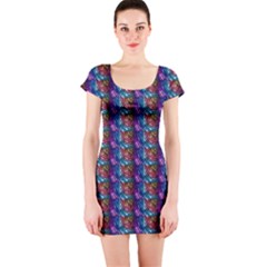 Abstract Illusion Short Sleeve Bodycon Dress by Sparkle