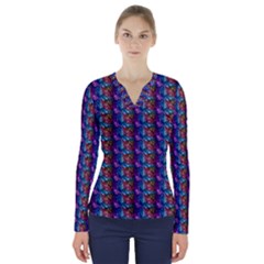 Abstract Illusion V-neck Long Sleeve Top by Sparkle