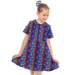 Abstract Illusion Kids  Short Sleeve Shirt Dress by Sparkle