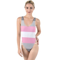 Demigirl Pride Flag Lgbtq High Leg Strappy Swimsuit by lgbtnation