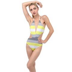 Deminonbinary Pride Flag Lgbtq Plunging Cut Out Swimsuit by lgbtnation