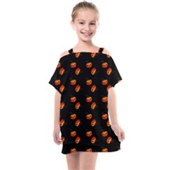 Kawaii Pumpkin Black Kids  One Piece Chiffon Dress by vintage2030