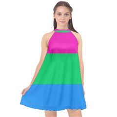 Polysexual Pride Flag Lgbtq Halter Neckline Chiffon Dress  by lgbtnation