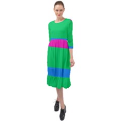 Polysexual Pride Flag Lgbtq Ruffle End Midi Chiffon Dress by lgbtnation