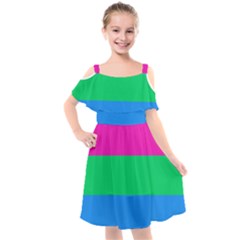 Polysexual Pride Flag Lgbtq Kids  Cut Out Shoulders Chiffon Dress by lgbtnation