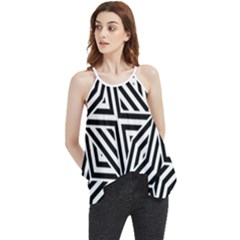 Black And White Abstract Lines, Geometric Pattern Flowy Camisole Tank Top by Casemiro