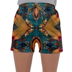 Teal And Orange Sleepwear Shorts by Dazzleway