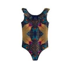 Teal And Orange Kids  Frill Swimsuit by Dazzleway