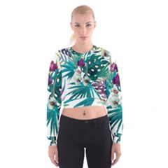 Tropical Flowers Cropped Sweatshirt by goljakoff