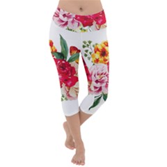 Garden Flowers Lightweight Velour Capri Yoga Leggings by goljakoff