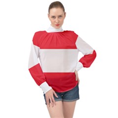 Flag Of Austria High Neck Long Sleeve Chiffon Top by FlagGallery