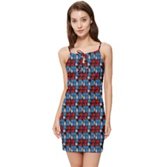 Red And Blue Summer Tie Front Dress by Sparkle