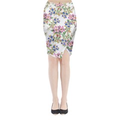 Garden Flowers Pattern Midi Wrap Pencil Skirt by goljakoff