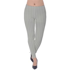 Silver Cloud Grey & Black - Velvet Leggings by FashionLane