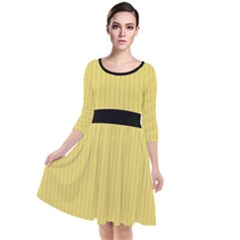 Arylide Yellow & Black - Quarter Sleeve Waist Band Dress by FashionLane