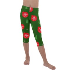 Christmas 001 Kids  Lightweight Velour Capri Leggings  by MooMoosMumma