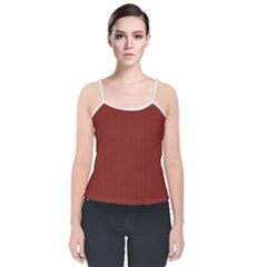 Berry Red & White - Velvet Spaghetti Strap Top by FashionLane