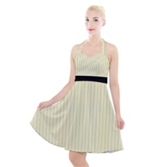 Creamy Yellow & Black - Halter Party Swing Dress  by FashionLane