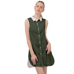 Kombu Green & White - Sleeveless Shirt Dress by FashionLane