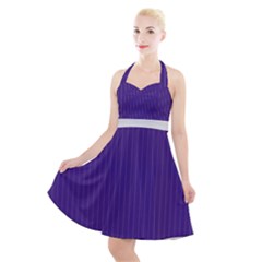 Spanish Violet & White - Halter Party Swing Dress  by FashionLane