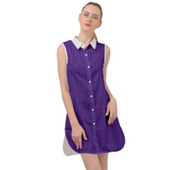 Spanish Violet & White - Sleeveless Shirt Dress by FashionLane