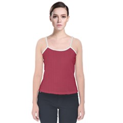 Vivid Burgundy & White - Velvet Spaghetti Strap Top by FashionLane