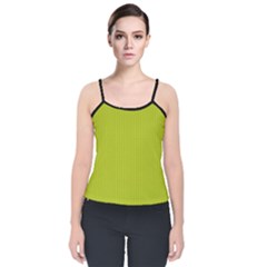 Acid Green & Black - Velvet Spaghetti Strap Top by FashionLane