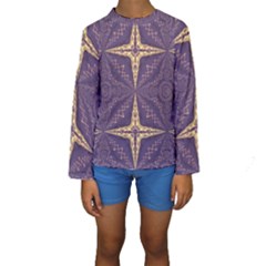 Purple And Gold Kids  Long Sleeve Swimwear by Dazzleway