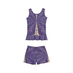 Purple And Gold Kids  Boyleg Swimsuit by Dazzleway